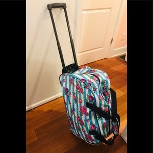 betsey johnson wheeled duffel